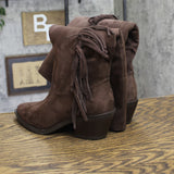 Universal Thread Womens Tall Fringe Western Boots Cone Heel Chocolate Brown 6M