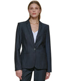 Calvin Klein Womens One-Button Suit Blazer Jacket CSE5224N Indigo Blue 10