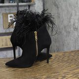 Michael Michael Kors Womens Whitby Feather Trim Pointed Toe Booties Black 6M
