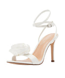 Madden Girl Womens Bloomingg Heeled Sandal Stiletto Ivory Satin White 9.5M