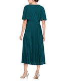 SLNY Womens Lurex Surplice Neck Pleated Dress 9128105 Spruce Green 4
