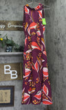 Sam Edelman Women's Hoyal Large Floral High-Neck Dress Wine Multi Red 4