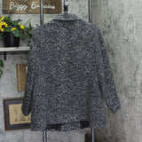 London Fog Textured Button-Front Short Jacket Black / Gray Multi 1X