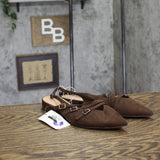A New Day Womens Twiggy Multi Buckle Mini Heel Flats 94303755 Brown 6M