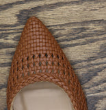 Universal Thread Woven Slingback Pointed-Toe Kitten Heels Cognac Brown 6.5M