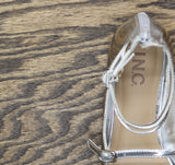 INC International Concepts Womens Valan Triple-Strapped Flats Silver Gray 7.5M