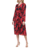 Tommy Hilfiger Glitter-Dot Floral Belted Dress Sky Captain / Persian Red 12