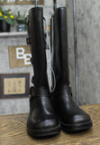 Wild Fable Rebel Distressed Wide Calf Tall Moto Riding Boots Black 7.5M-WC