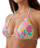 Cotton On Printed Slider Triangle Bikini Top Swim Celeste Floral White Multi S