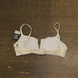 Bar III Womens V-Wire Plunge-Neck Bralette Bikini Swim Top White Gold M