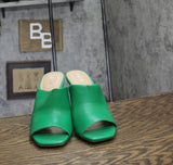 Bar III Womens Heeled Cherr Slide Sandals 10015330500 Green 9M