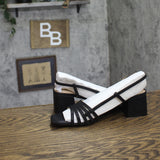 Journee Collection Strappy Slingback Block Heel Sandals SHAYANA Black 7.5