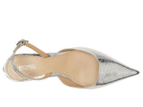 Michael Michael Kors Womens Shiny Luna Kitten Sling Pumps Silver Gray 6.5M