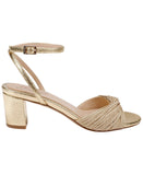 Jewel Badgley Mischka Womens Pretty Block Heel Dress Sandals Gold Textile 8M