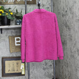 Muk Luks Womens Quarter Zip Faux Sherpa Lounge Pullover Sweatshirt Berry Pink M