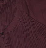 Me By Jennie Garth Womens Alberta Pleated Blouse Shirt Top Blackberry Red L