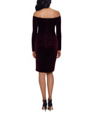X By Xscape  Velvet Long Sleeve Off-The-Shoulder Sheath Dress Burgundy Red 16