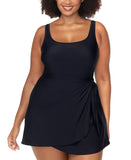Raisins Calabria Side-Tie Swimdress One Piece Swimsuit N840087 Black 16W
