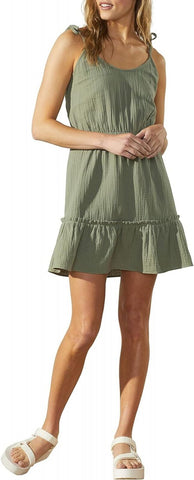 Upwest Womens Plisse Tie Shoulder Dress Canopy Green XL