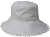 Physician Endorsed Womens Castaway Canvas Bucket Sun Hat Fringe 23PE00A21 White
