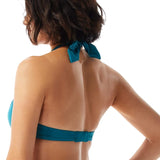 Contours By Coco Reef Underwire Push Up Bikini Swim Top Teal Blue 12 / 36D
