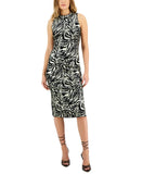 INC International Concepts Women's Zebra Foil Printed Fitted Midi Dress 10824192