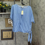 Michael Michael Kors Womens Plus Size Side-Tie Top WB94KUP9HH Cadet Wash Blue 1X