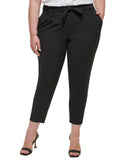 Calvin Klein Womens Plus Size Tie Waist Pants X26PL635 Black 22W