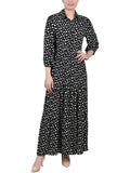 Ny Collection Womens Petites Crinkle Tiered Maxi Dress PCOD0984 Black Multi M