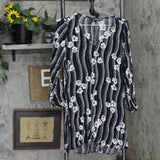 Express Womens V-Neck Long Sleeve Woven Mini Tunic Dress Black Multi M