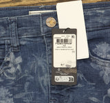 Guess Stretch Denim Skirt with Laser Print Detail Indigo Tropical Jungle Blue 12