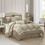 Stratford Park Therese 7-Piece Damask Comforter Set Beige Brown King