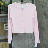 Auden Variegated Ribbed Button Down Pajama Cardigan 94629500 Pink M