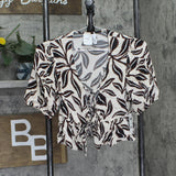 Bar III Resort Daze Tie-Front Swim Cover-Up Top MBRD25840 Ivory Black Multi XS