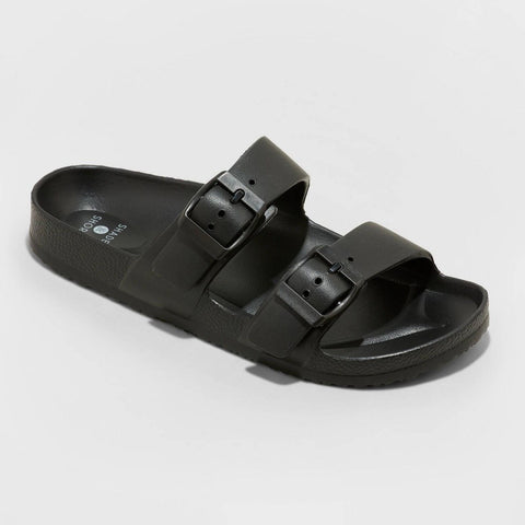 Shade & Shore Women's Neida EVA Two Band Footbed Slide Sandals 86509392 Black 9M