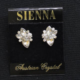 Sienna Evening Austrian Crystal Teardrop Petal Earrings Silver Gray / Clear 1"