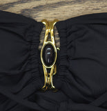 Becca Womens Rock Solid Gold Buckle One-Piece Swimsuit 361067 Black M