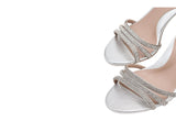 Naturalizer Faux Leather Strappy Block Heel Sandals Satin Silver Gray 6M