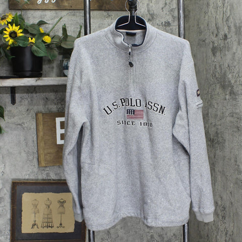 U.S. Polo Mens 1/4 Zip Fleece Pullover Sweatshirt 166ffeb0852877 Gray L