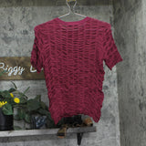DKNY Womens Lightweight Superfine Texture Top P52SAW83 Beet Red XS