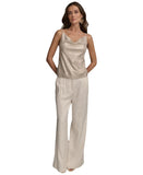 Donna Karan Womens Metallic Sequin Embellished Camisole Cami Sand Brown M