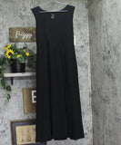 A New Day Knit Ballet Sleeveless Pleated Side Slit Midi Shift Dress Black S