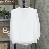 JM Collection Womens ie Sleeve Shirt Top White S