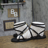 Guess Womens Grunge Gladiator Ornamented Flat Strappy Sandal GWGRUNGE Black 10M
