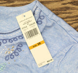 Alfred Dunner Womens V-Neck Knit Plus Size Embroidered Top Blue Ombre 3X