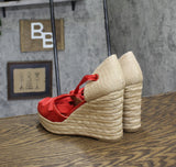 INC International Concepts Womens Merryy Espadrille Wedge Sandals Red 8M