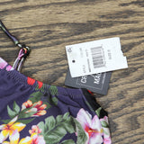 Bar III Womens Printed Twist-Front Shirred Tankini Swim Top Multi Black S