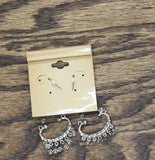 Fashion Earrings Dangly Chandelier Beaded Rhinestone Earrings Silver Gray 2.5"