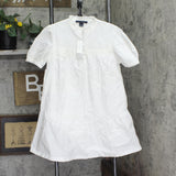 French Connection Womens Cotton Puffed-Sleeve Mini Dress 71SFG White L