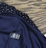 Crystal Doll Printed-Chiffon Short Sleeve Babydoll Dress Navy Blue / White XL